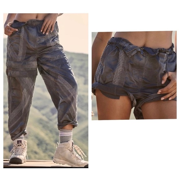 Free People Pants - FP Movement Gray Forest Floor Combo Trailhead Convertible Pants- NWOT